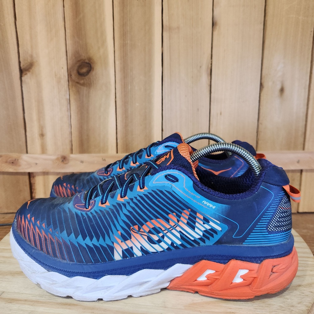 Hoka One One Arahi Shoes Mens 9.5 Blue Orange Mesh Road Running Sneakers 1016258